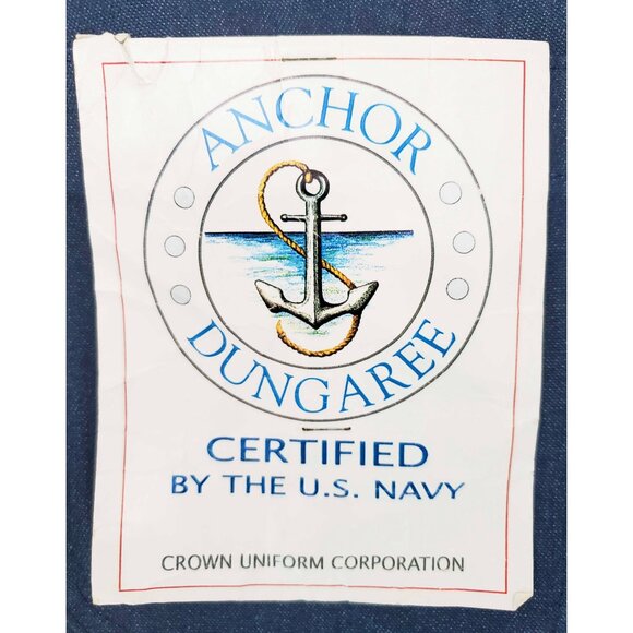 NWT VTG Vintage Crown Uniform Anchor Dungaree Denim Navy Pants Jeans Bell Bottom - Picture 6 of 10